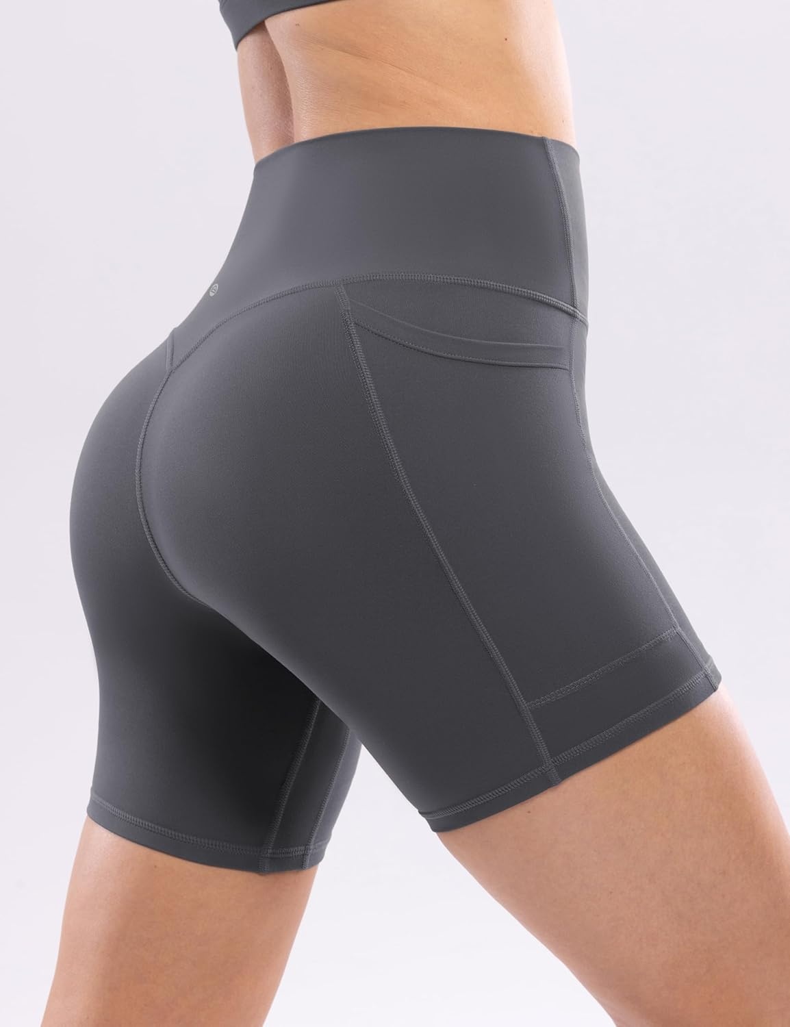 image:imageENERBLOOM Workout Biker Shorts Womens with Pockets High Waist Yoga 2546810 Gym Running Volleyball Athletic ShortsMedium Gray