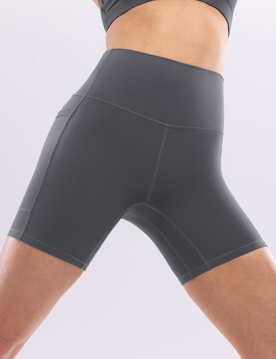image:imageENERBLOOM Workout Biker Shorts Womens with Pockets High Waist Yoga 2546810 Gym Running Volleyball Athletic ShortsMedium Gray