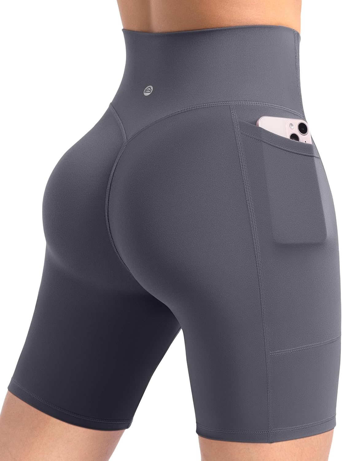 image:imageENERBLOOM Workout Biker Shorts Womens with Pockets High Waist Yoga 2546810 Gym Running Volleyball Athletic ShortsMedium Gray