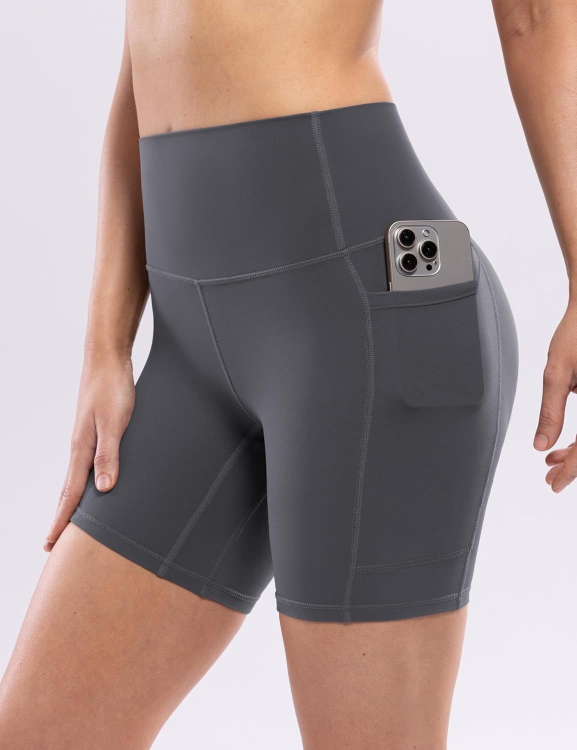 image:imageENERBLOOM Workout Biker Shorts Womens with Pockets High Waist Yoga 2546810 Gym Running Volleyball Athletic ShortsMedium Gray