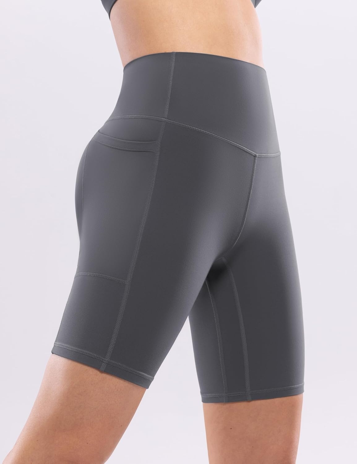 image:imageENERBLOOM Workout Biker Shorts Womens with Pockets High Waist Yoga 2546810 Gym Running Volleyball Athletic ShortsMedium Gray