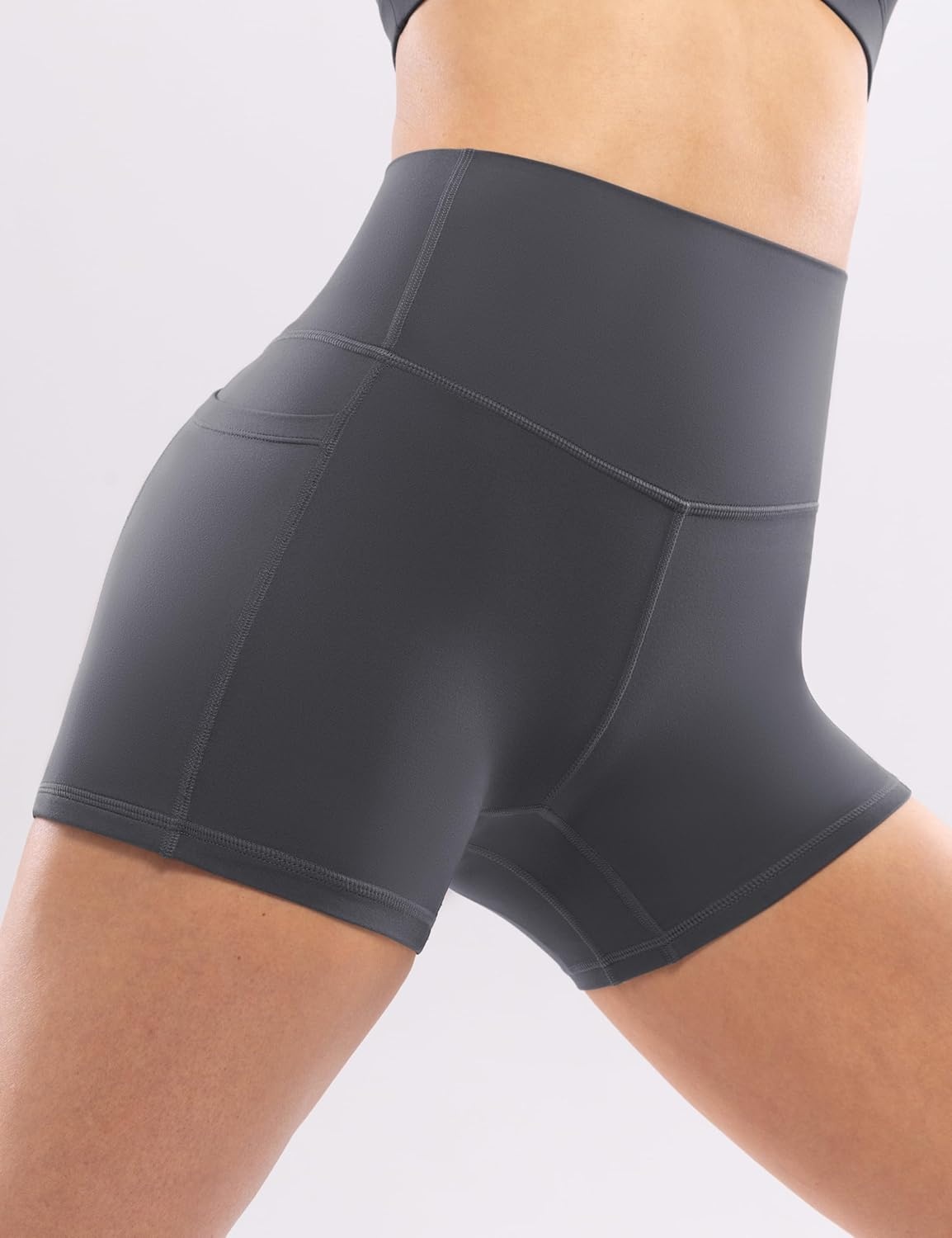 image:imageENERBLOOM Workout Biker Shorts Womens with Pockets High Waist Yoga 2546810 Gym Running Volleyball Athletic ShortsMedium Gray