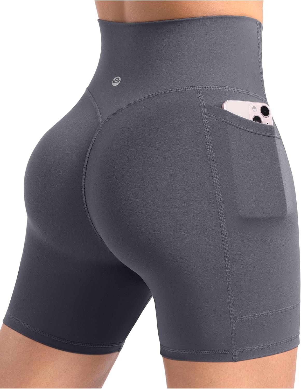 image:imageENERBLOOM Workout Biker Shorts Womens with Pockets High Waist Yoga 2546810 Gym Running Volleyball Athletic ShortsMedium Gray