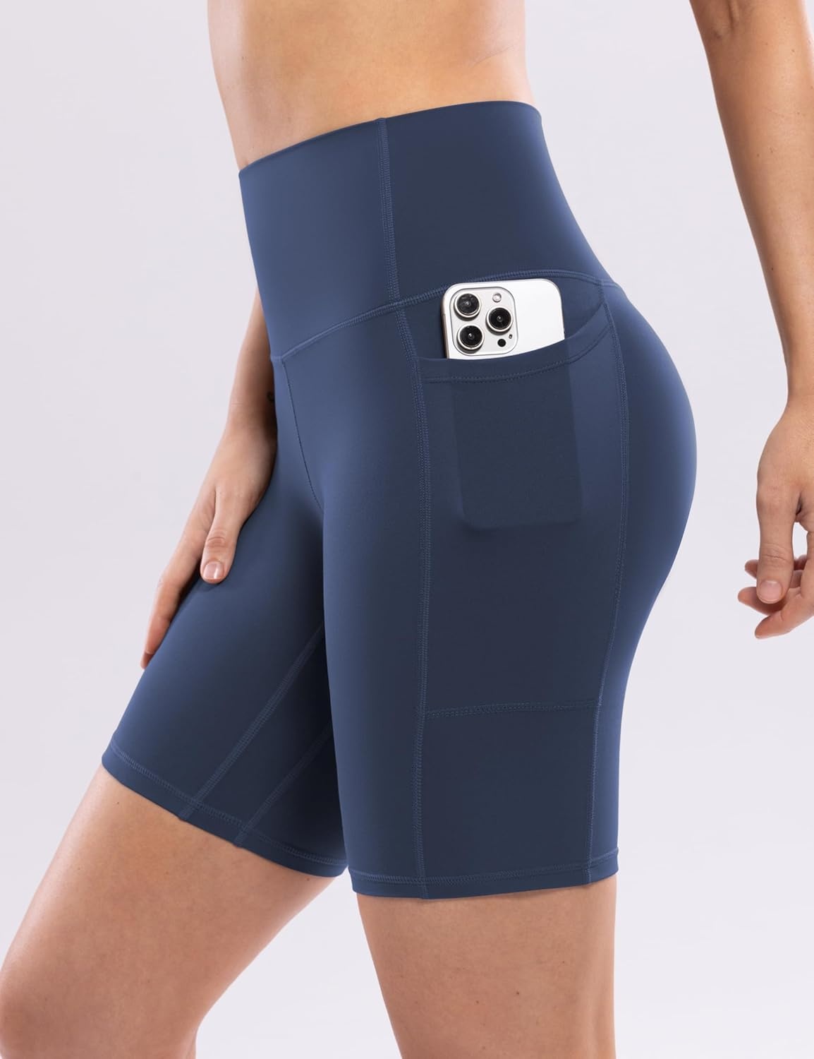 image:imageENERBLOOM Workout Biker Shorts Womens with Pockets High Waist Yoga 2546810 Gym Running Volleyball Athletic ShortsNavy Blue