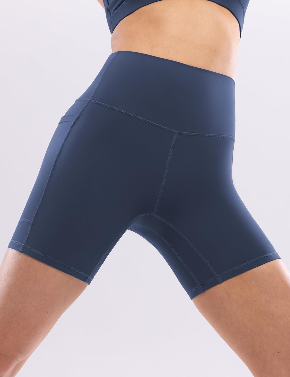 image:imageENERBLOOM Workout Biker Shorts Womens with Pockets High Waist Yoga 2546810 Gym Running Volleyball Athletic ShortsNavy Blue