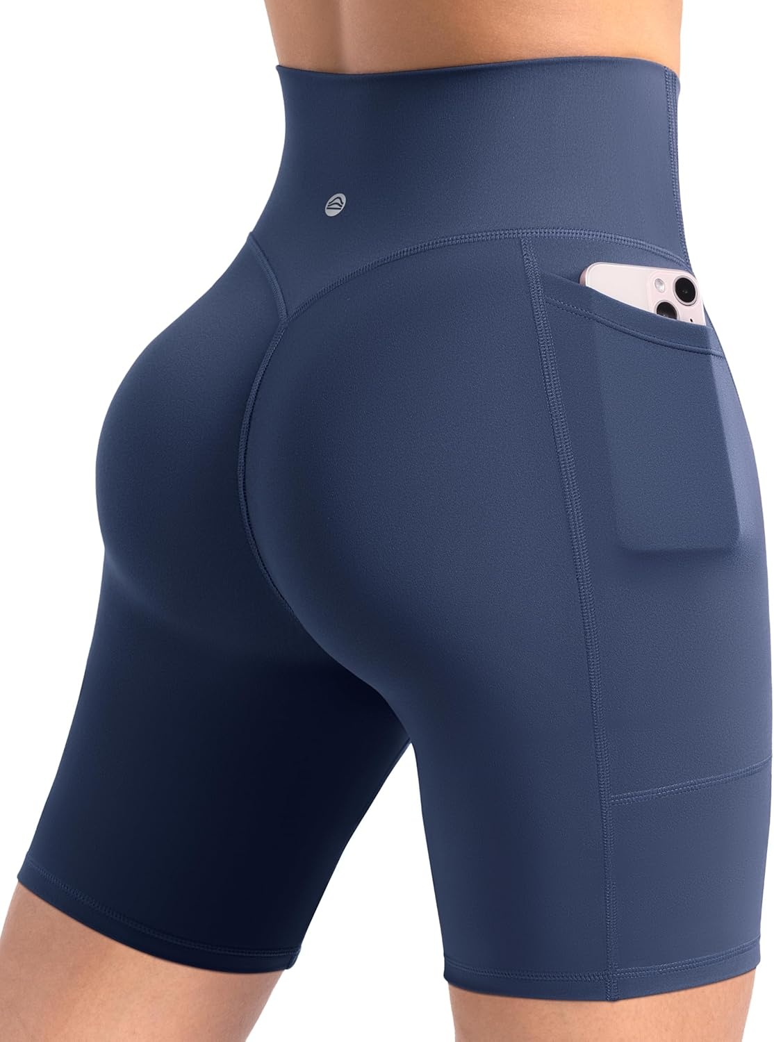 image:imageENERBLOOM Workout Biker Shorts Womens with Pockets High Waist Yoga 2546810 Gym Running Volleyball Athletic ShortsNavy Blue