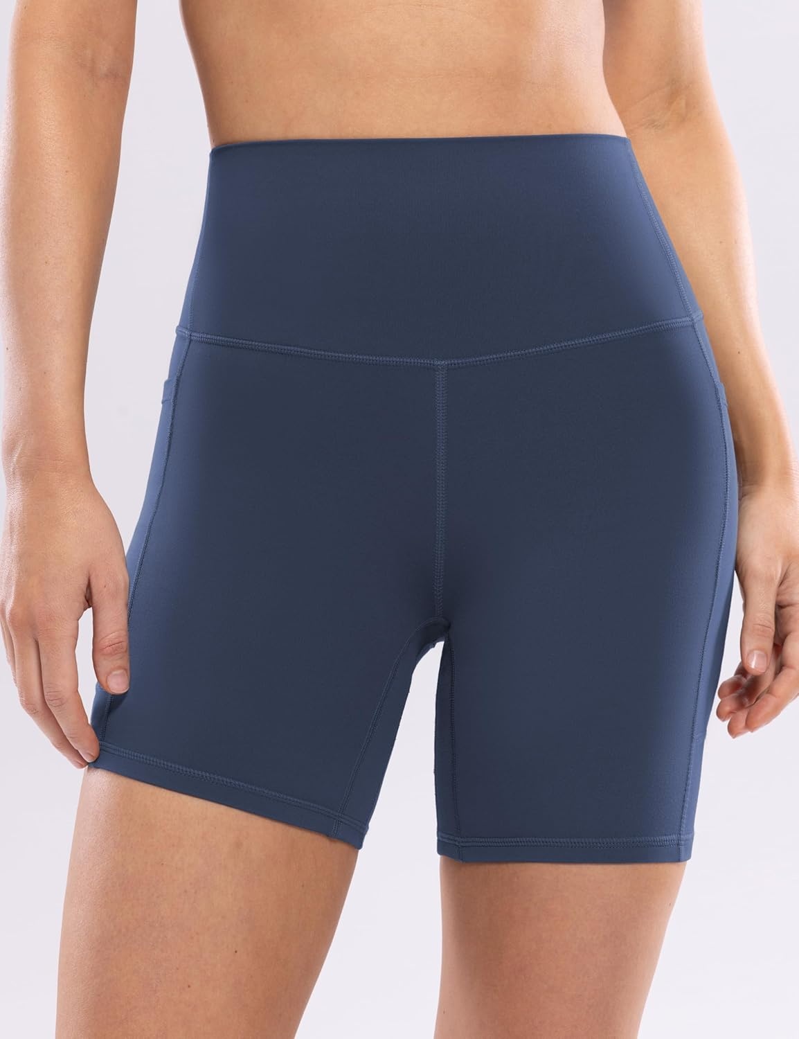 image:imageENERBLOOM Workout Biker Shorts Womens with Pockets High Waist Yoga 2546810 Gym Running Volleyball Athletic ShortsNavy Blue