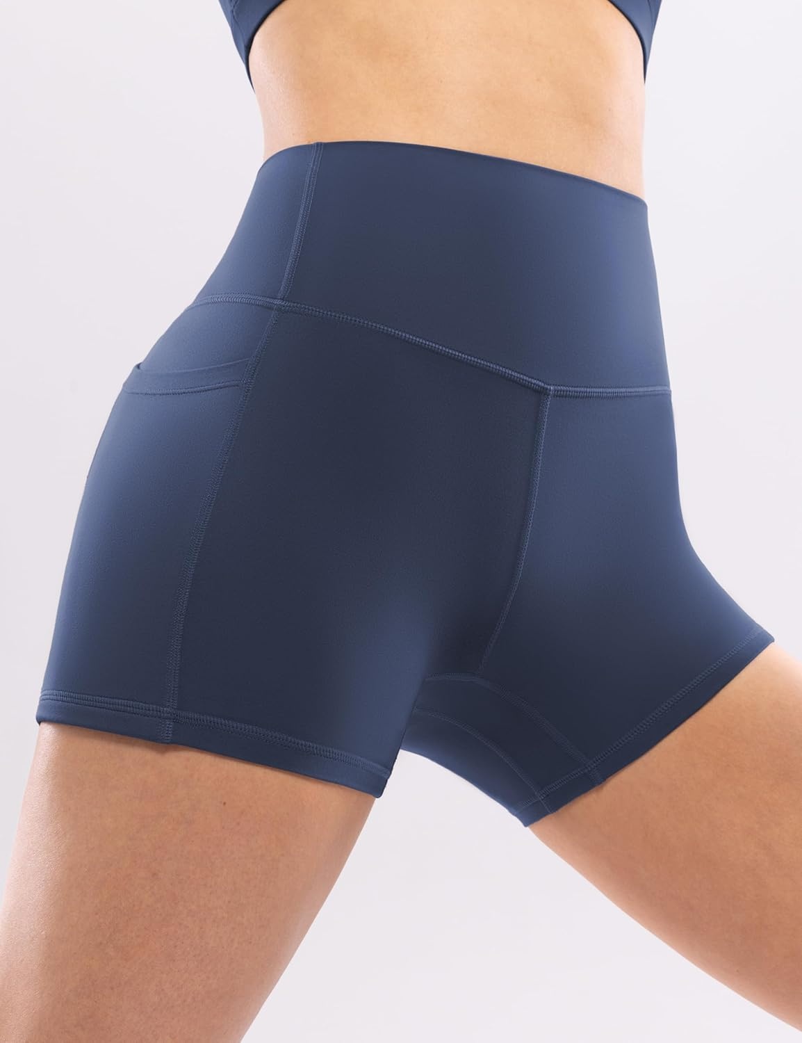 image:imageENERBLOOM Workout Biker Shorts Womens with Pockets High Waist Yoga 2546810 Gym Running Volleyball Athletic ShortsNavy Blue