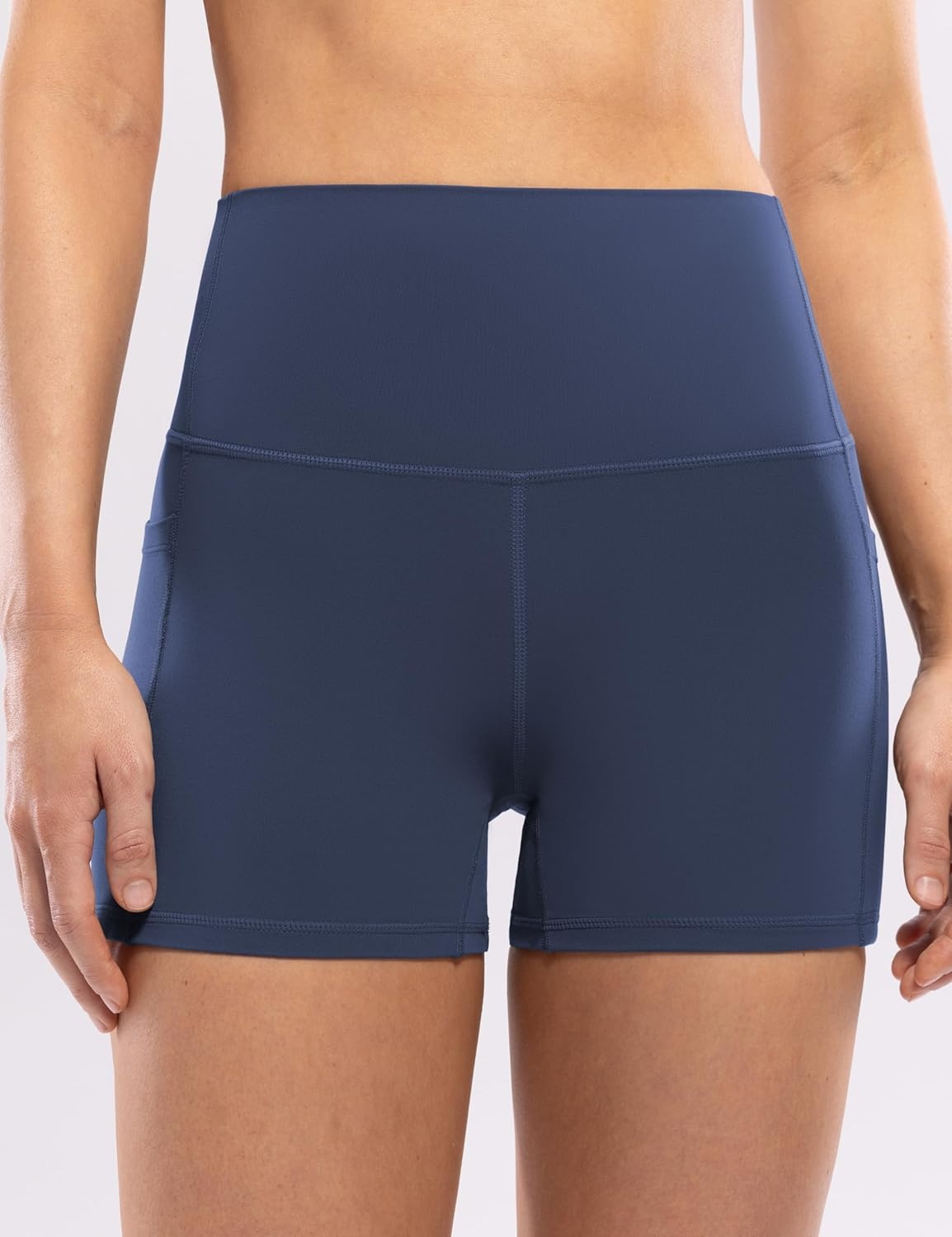 image:imageENERBLOOM Workout Biker Shorts Womens with Pockets High Waist Yoga 2546810 Gym Running Volleyball Athletic ShortsNavy Blue