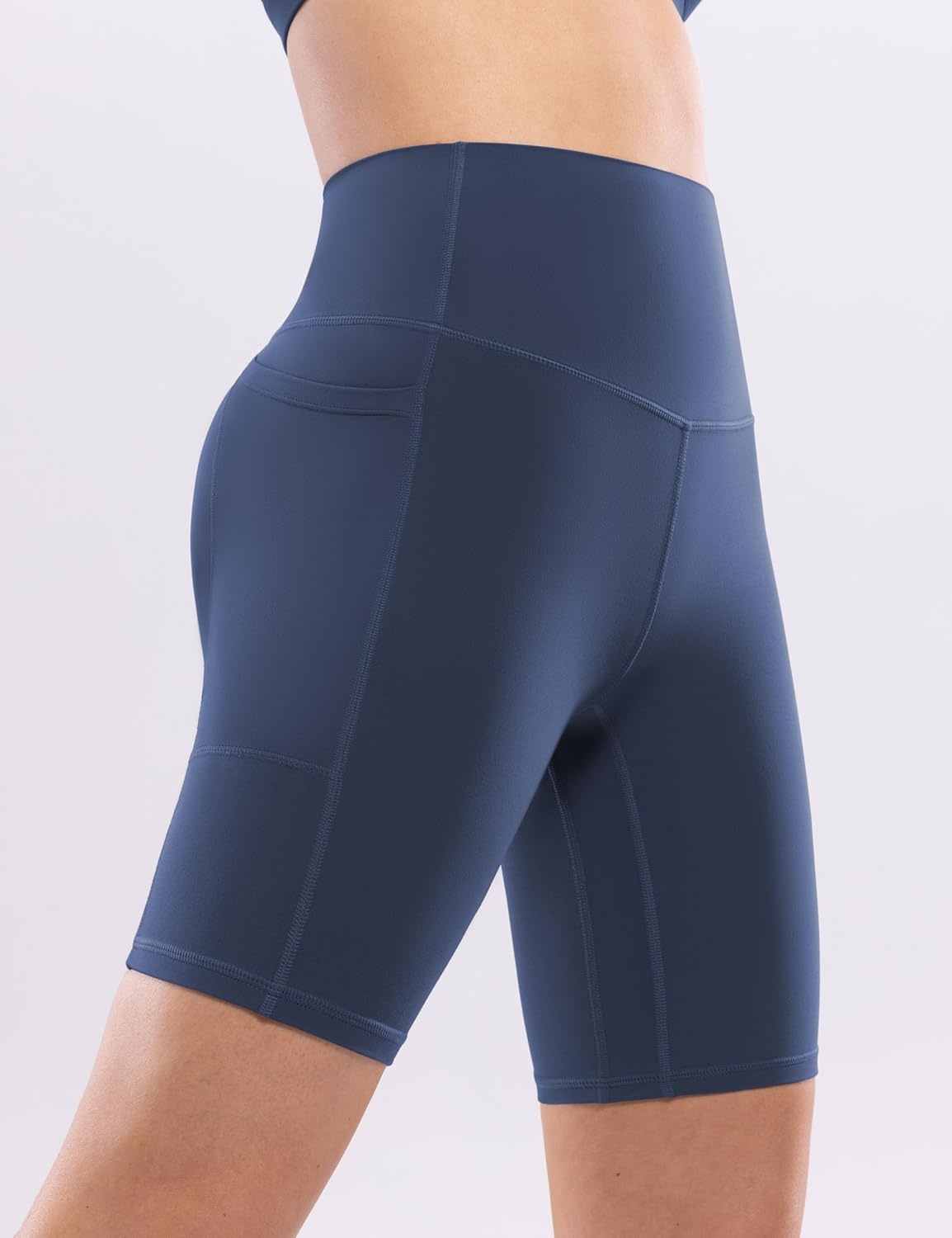 image:imageENERBLOOM Workout Biker Shorts Womens with Pockets High Waist Yoga 2546810 Gym Running Volleyball Athletic ShortsNavy Blue