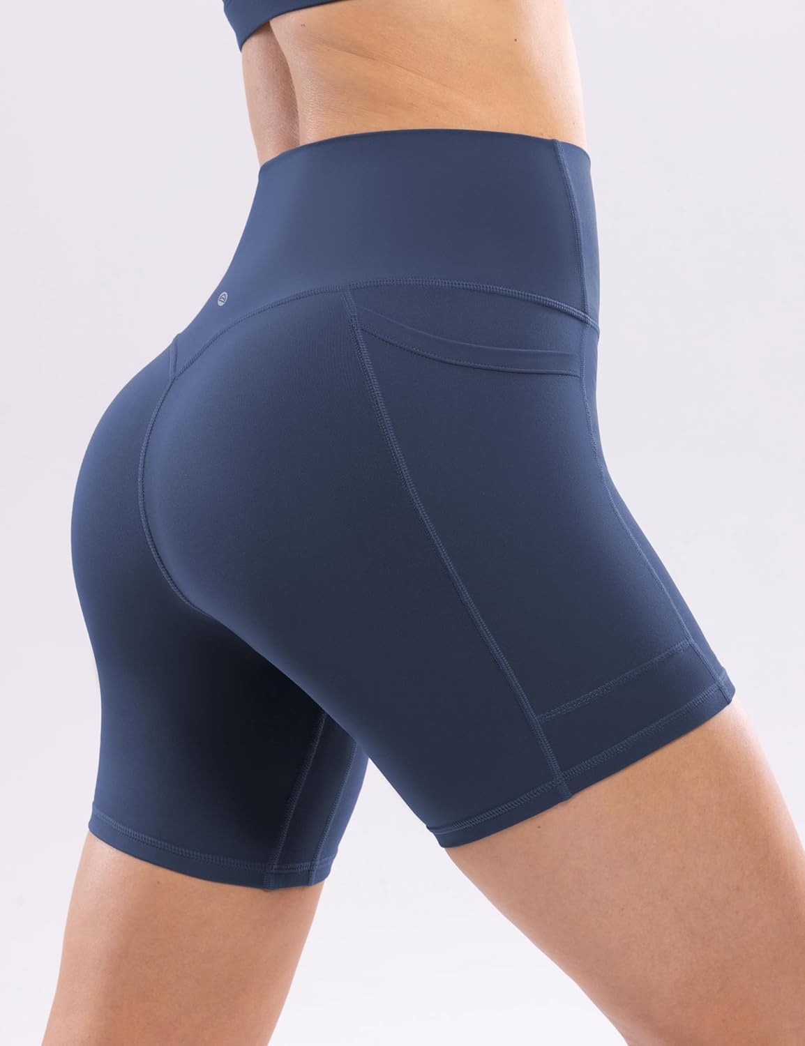 image:imageENERBLOOM Workout Biker Shorts Womens with Pockets High Waist Yoga 2546810 Gym Running Volleyball Athletic ShortsNavy Blue