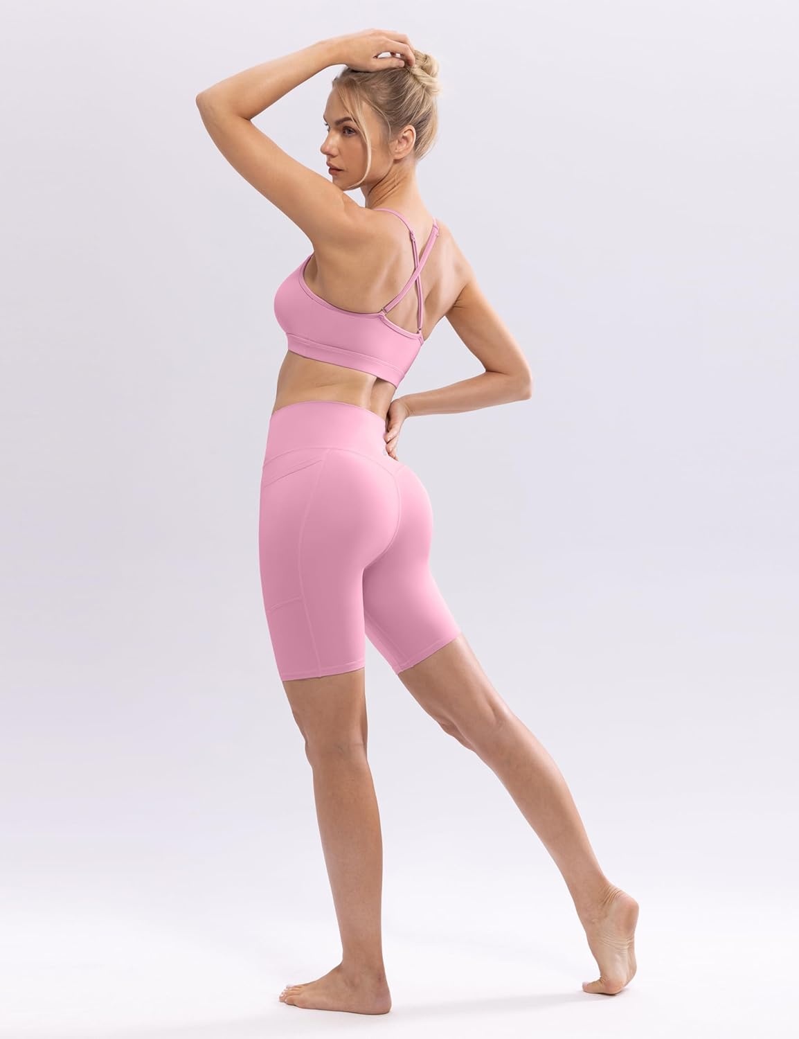 image:imageENERBLOOM Workout Biker Shorts Womens with Pockets High Waist Yoga 2546810 Gym Running Volleyball Athletic ShortsPastel Pink