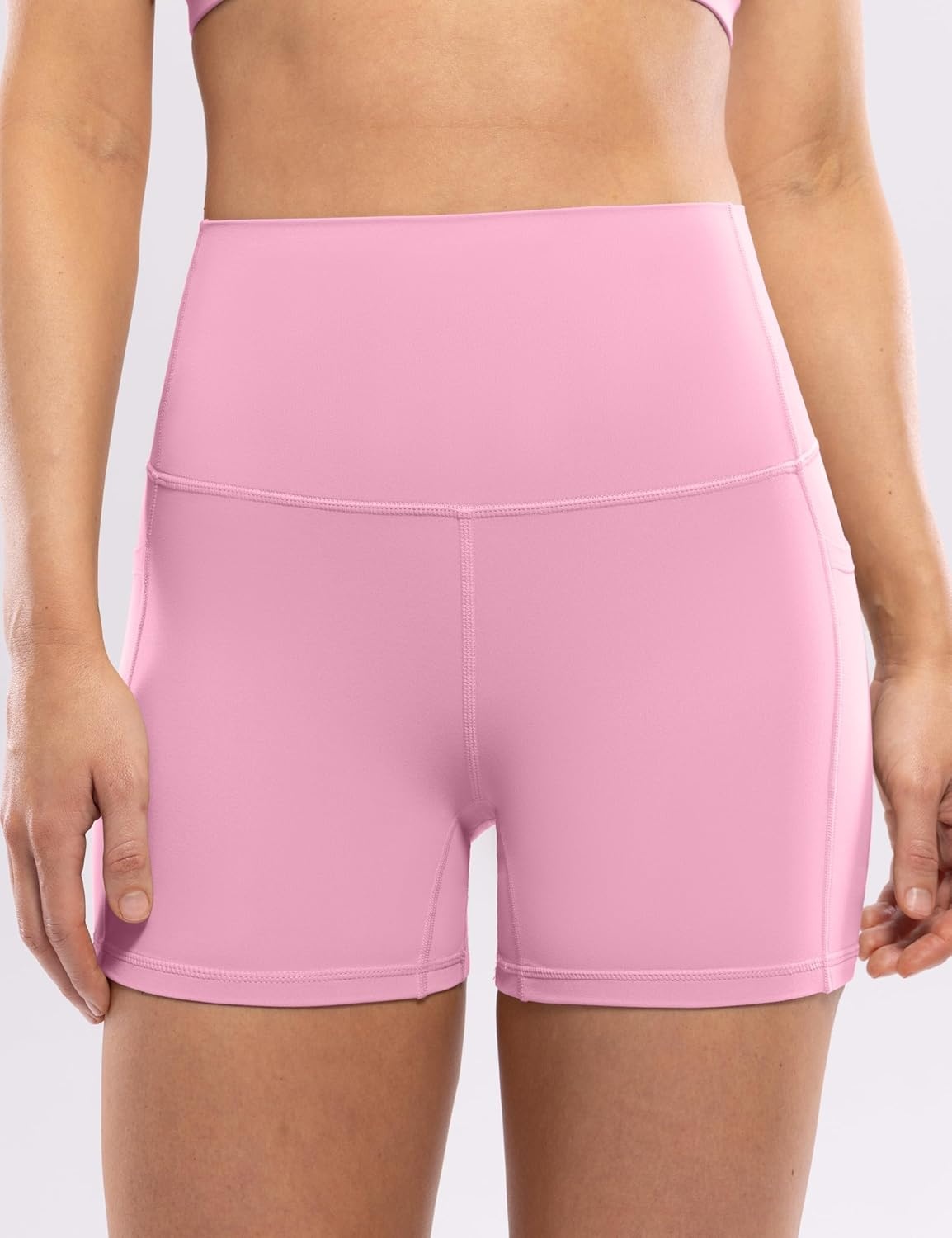 image:imageENERBLOOM Workout Biker Shorts Womens with Pockets High Waist Yoga 2546810 Gym Running Volleyball Athletic ShortsPastel Pink