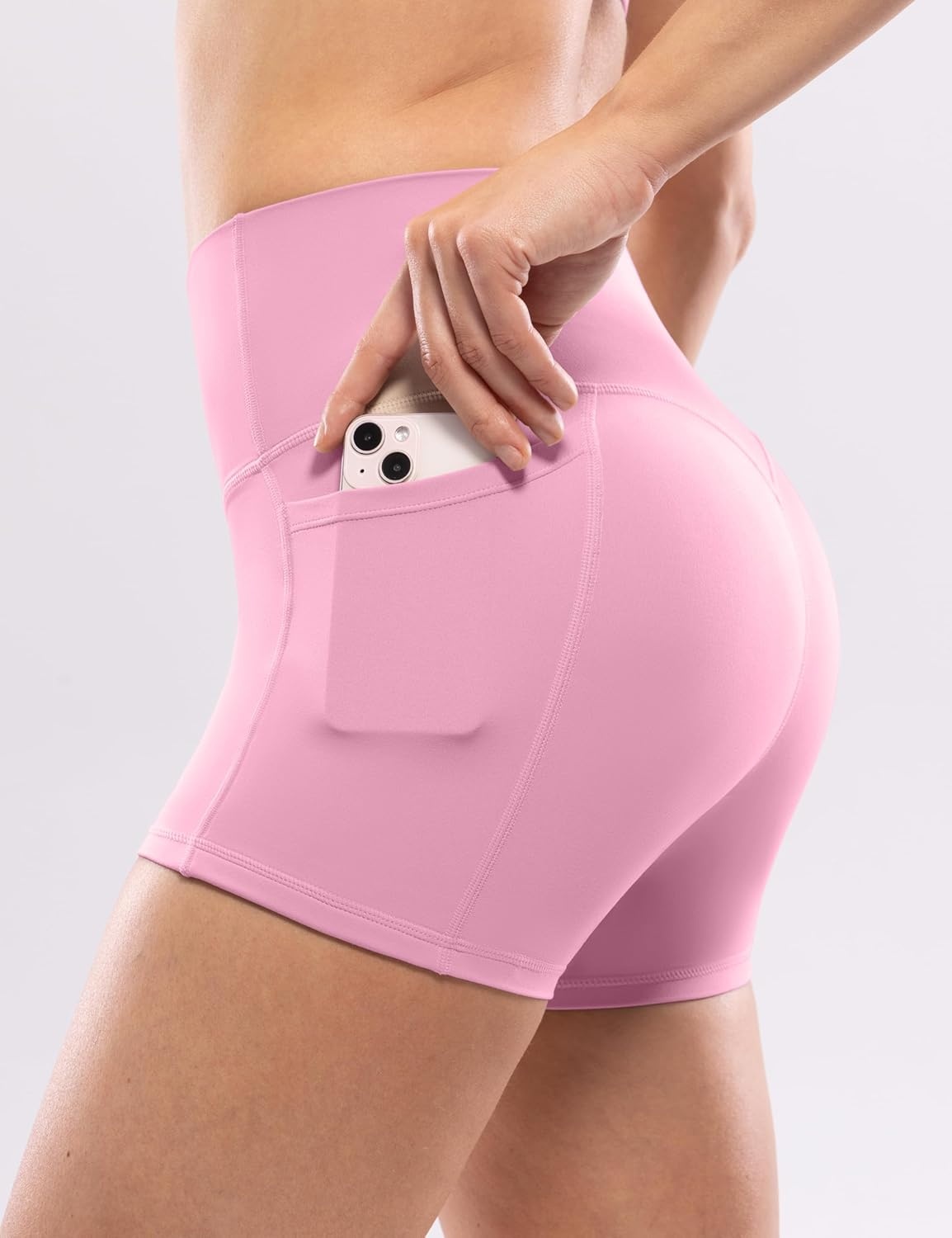 image:imageENERBLOOM Workout Biker Shorts Womens with Pockets High Waist Yoga 2546810 Gym Running Volleyball Athletic ShortsPastel Pink