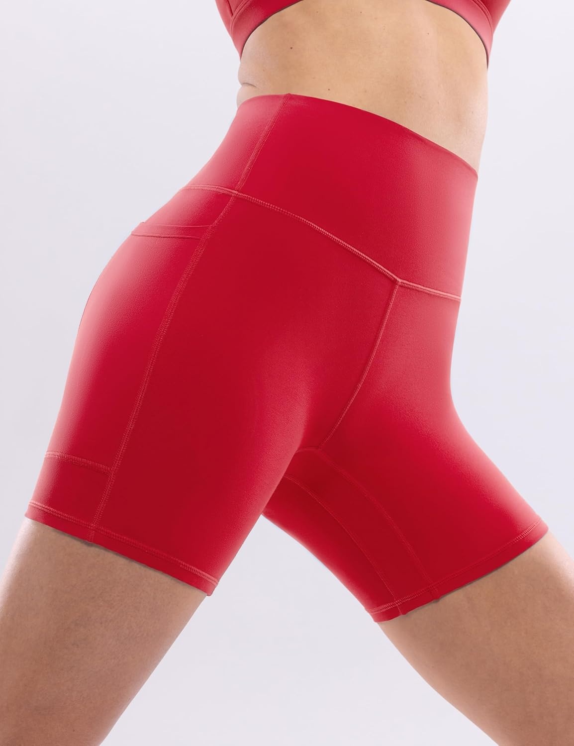 image:imageENERBLOOM Workout Biker Shorts Womens with Pockets High Waist Yoga 2546810 Gym Running Volleyball Athletic ShortsScarlet