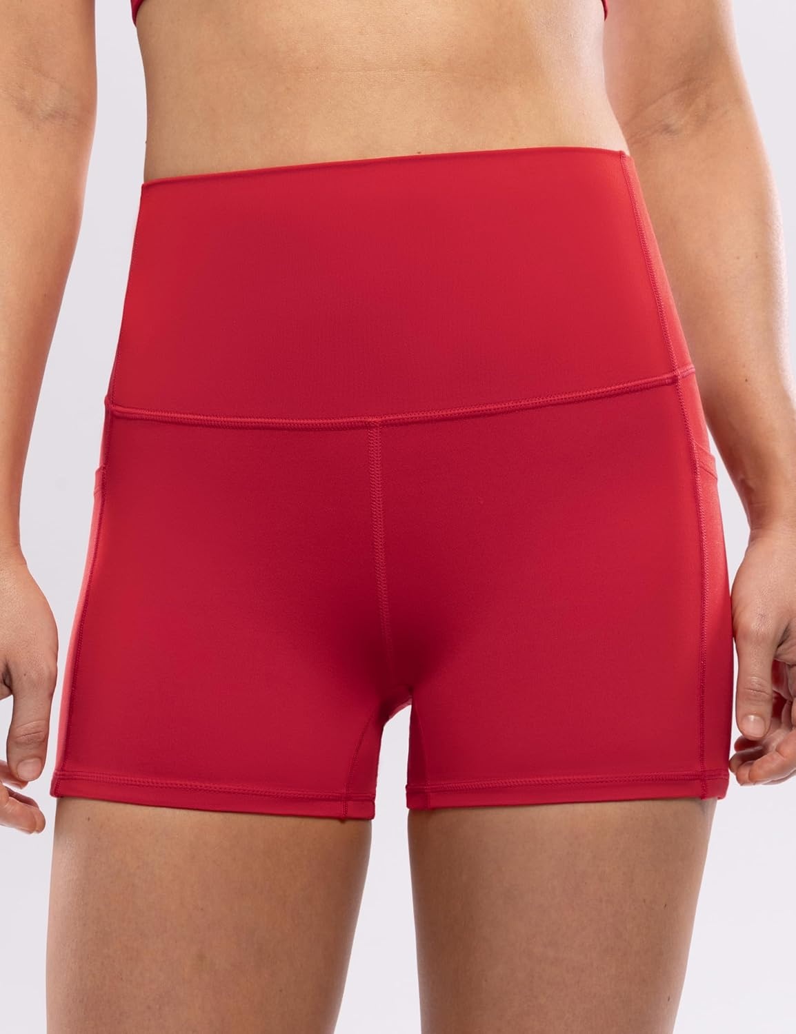 image:imageENERBLOOM Workout Biker Shorts Womens with Pockets High Waist Yoga 2546810 Gym Running Volleyball Athletic ShortsScarlet