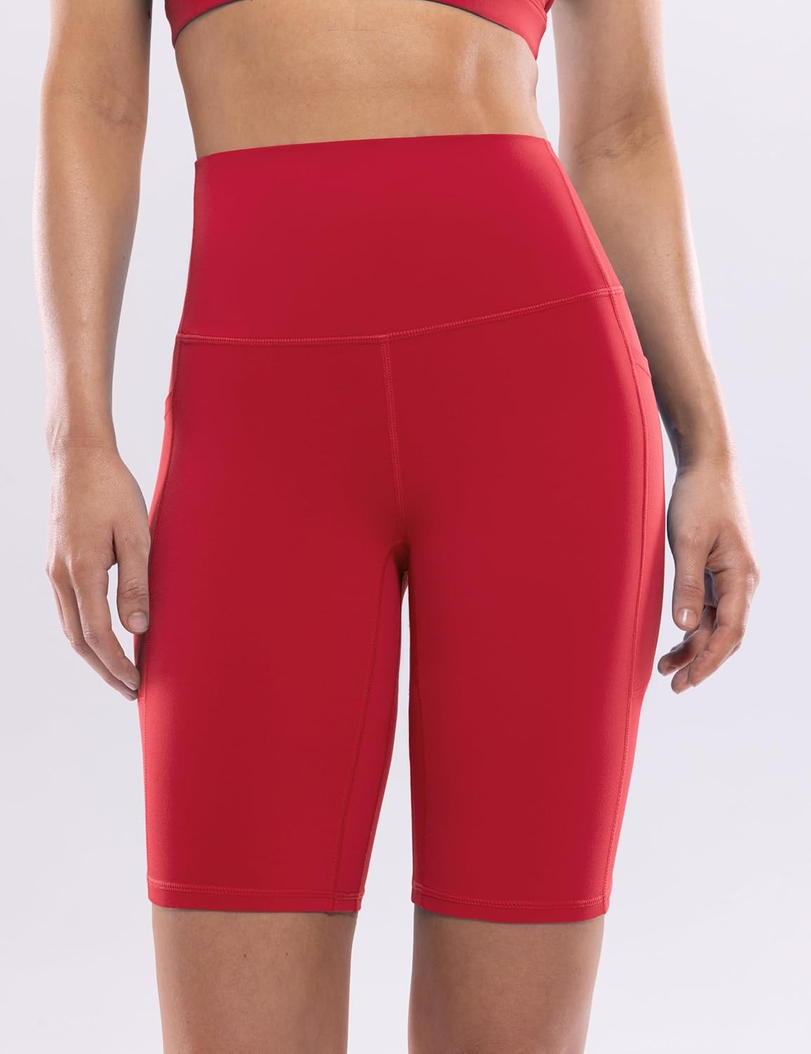 image:imageENERBLOOM Workout Biker Shorts Womens with Pockets High Waist Yoga 2546810 Gym Running Volleyball Athletic ShortsScarlet
