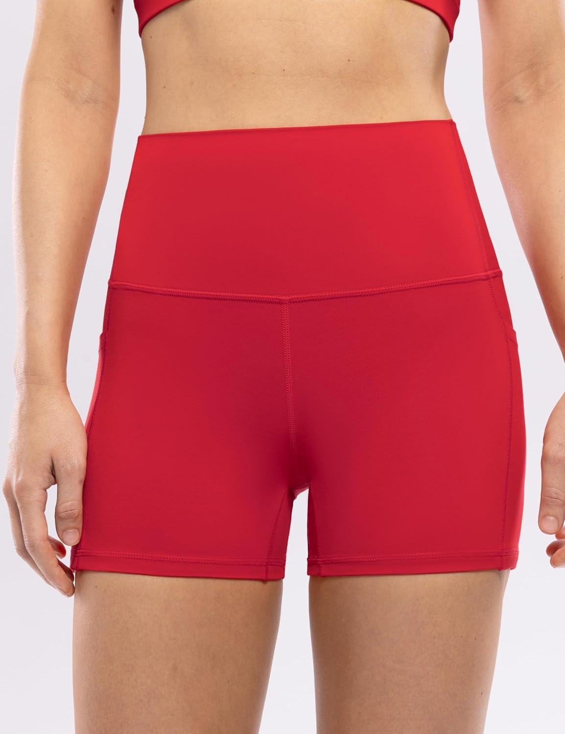 image:imageENERBLOOM Workout Biker Shorts Womens with Pockets High Waist Yoga 2546810 Gym Running Volleyball Athletic ShortsScarlet