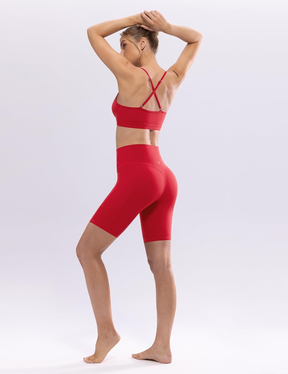 image:imageENERBLOOM Workout Biker Shorts Womens with Pockets High Waist Yoga 2546810 Gym Running Volleyball Athletic ShortsScarlet