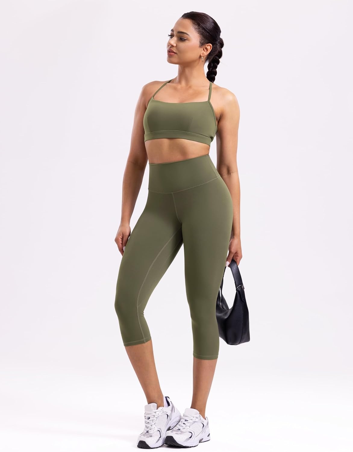 image:imageENERBLOOM Workout Leggings for Women Yoga Pants High Waisted Athletic Tights Silky Feel 21232528 Gym Activewear LoungeGreen