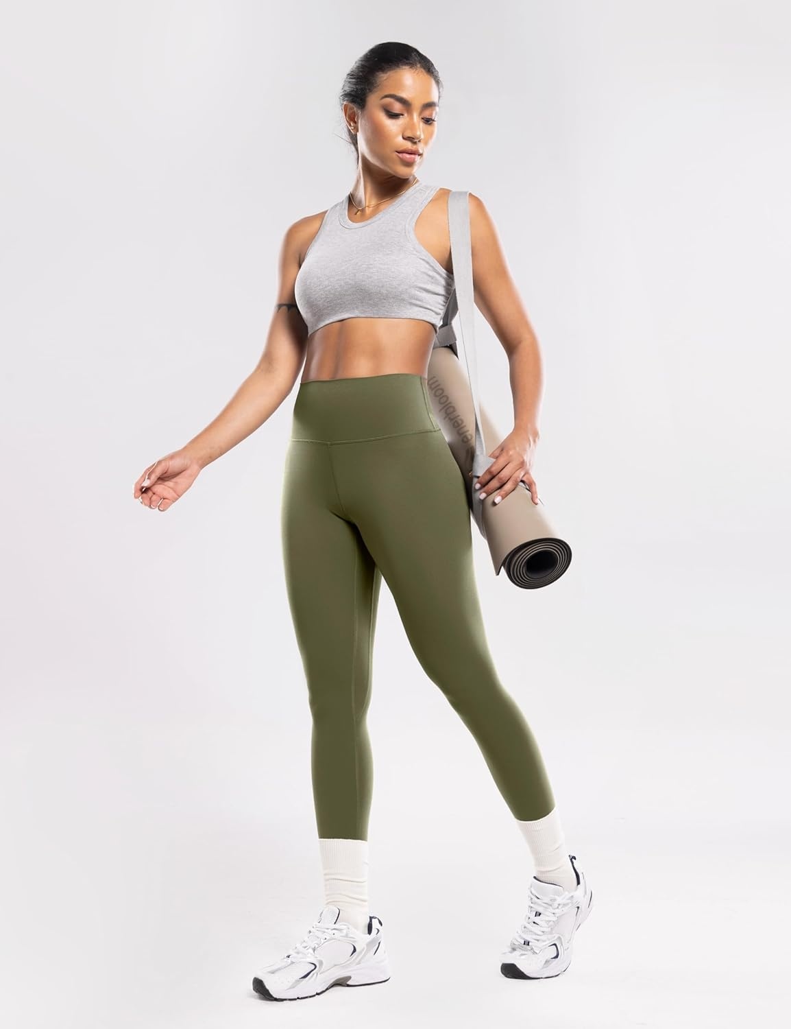 image:imageENERBLOOM Workout Leggings for Women Yoga Pants High Waisted Athletic Tights Silky Feel 21232528 Gym Activewear LoungeGreen
