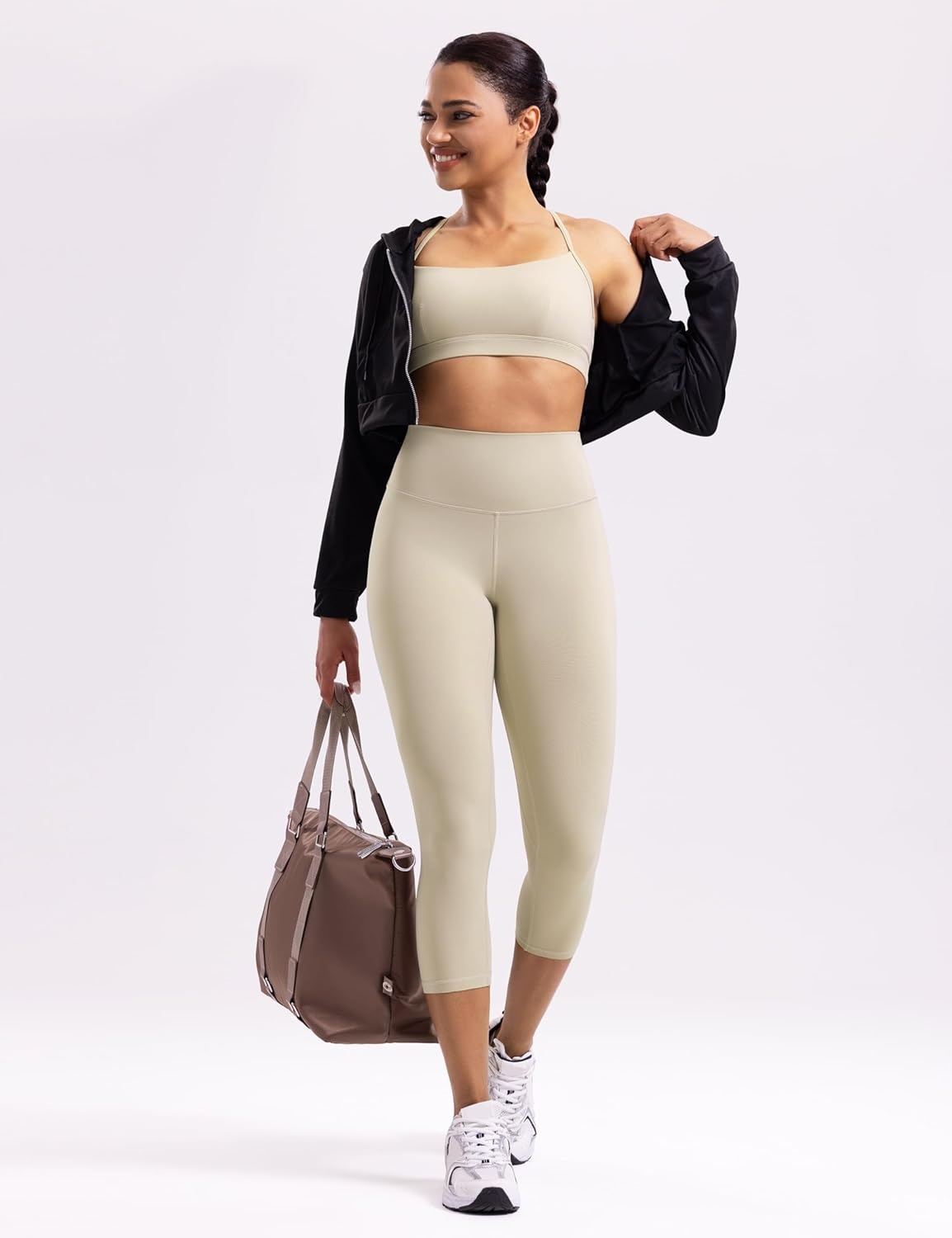 image:imageENERBLOOM Workout Leggings for Women Yoga Pants High Waisted Athletic Tights Silky Feel 21232528 Gym Activewear LoungeKhaki