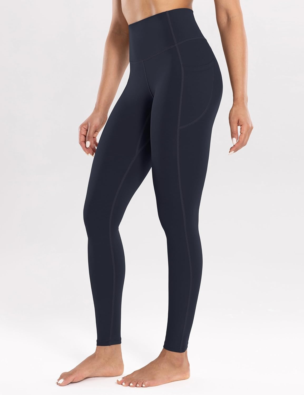 image:imageENERBLOOM Workout Leggings with Pockets for Women High Waist Yoga Pants 2528 Cream Soft Lightweight Athletic Gym TightsDark Navy