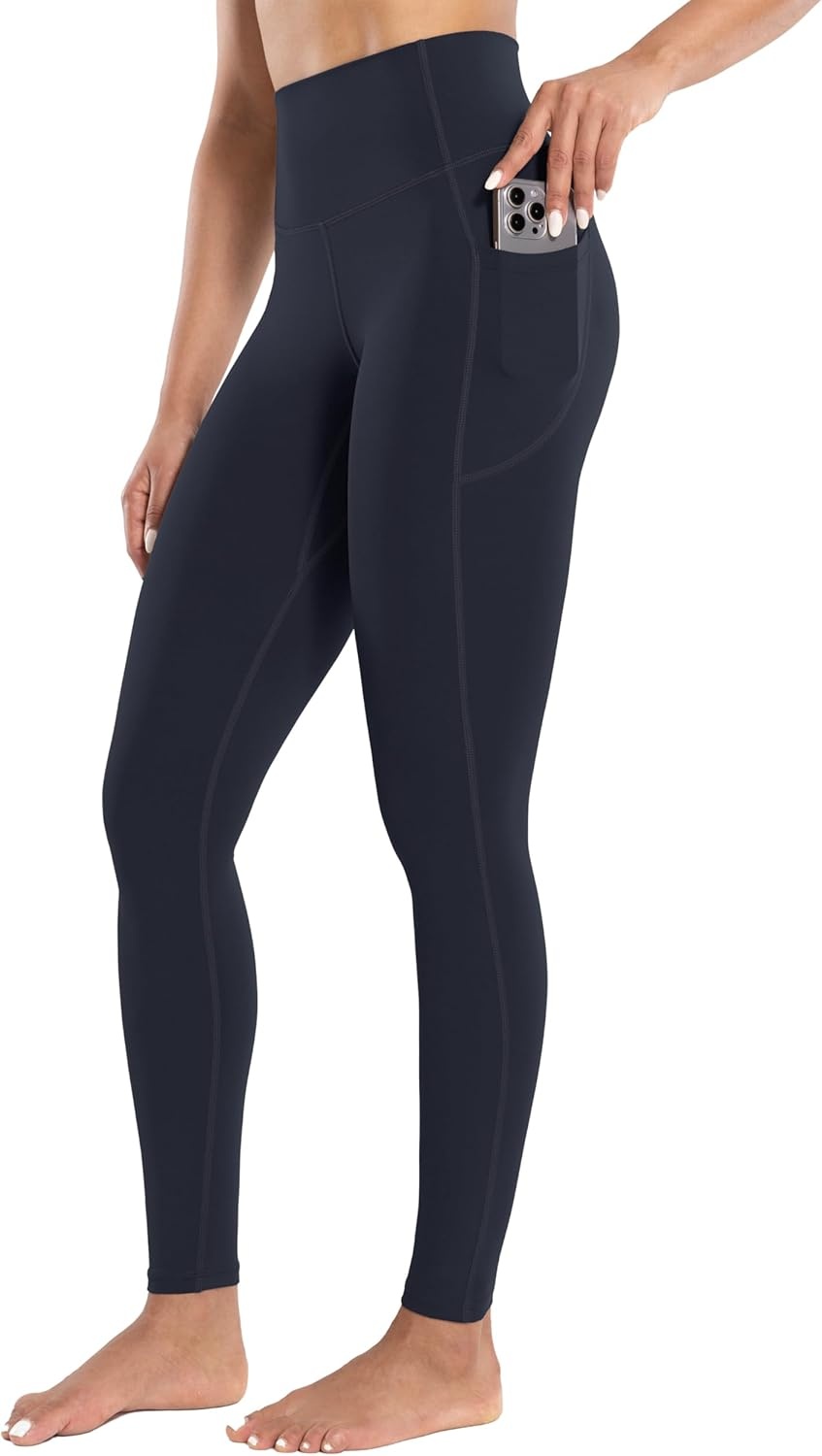 image:imageENERBLOOM Workout Leggings with Pockets for Women High Waist Yoga Pants 2528 Cream Soft Lightweight Athletic Gym TightsDark Navy