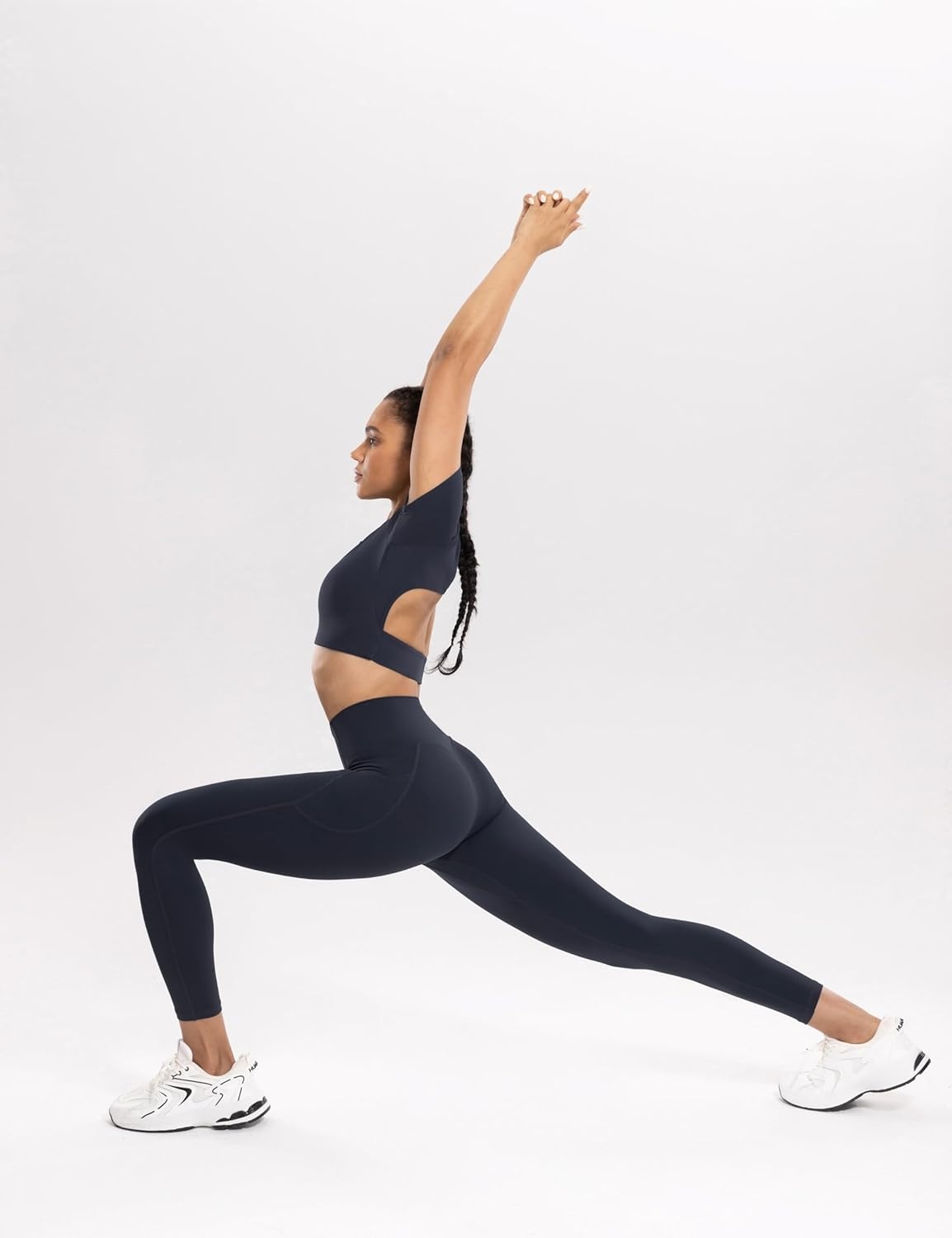 image:imageENERBLOOM Workout Leggings with Pockets for Women High Waist Yoga Pants 2528 Cream Soft Lightweight Athletic Gym TightsDark Navy