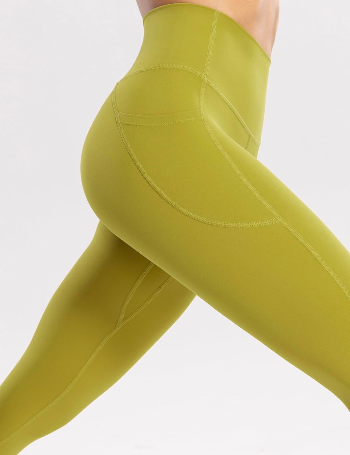 image:imageENERBLOOM Workout Leggings with Pockets for Women High Waist Yoga Pants 2528 Cream Soft Lightweight Athletic Gym TightsGinger Yellow