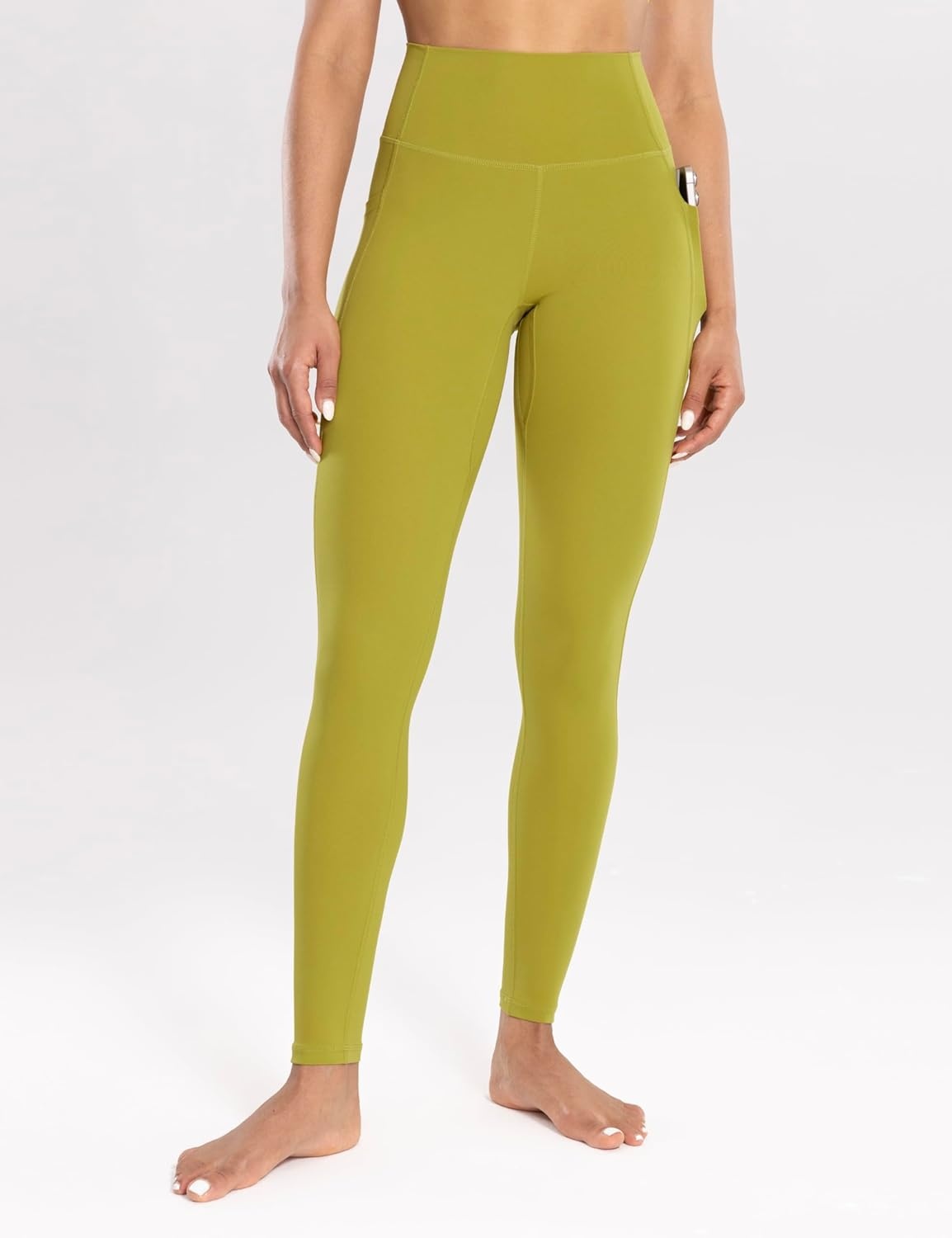 image:imageENERBLOOM Workout Leggings with Pockets for Women High Waist Yoga Pants 2528 Cream Soft Lightweight Athletic Gym TightsGinger Yellow