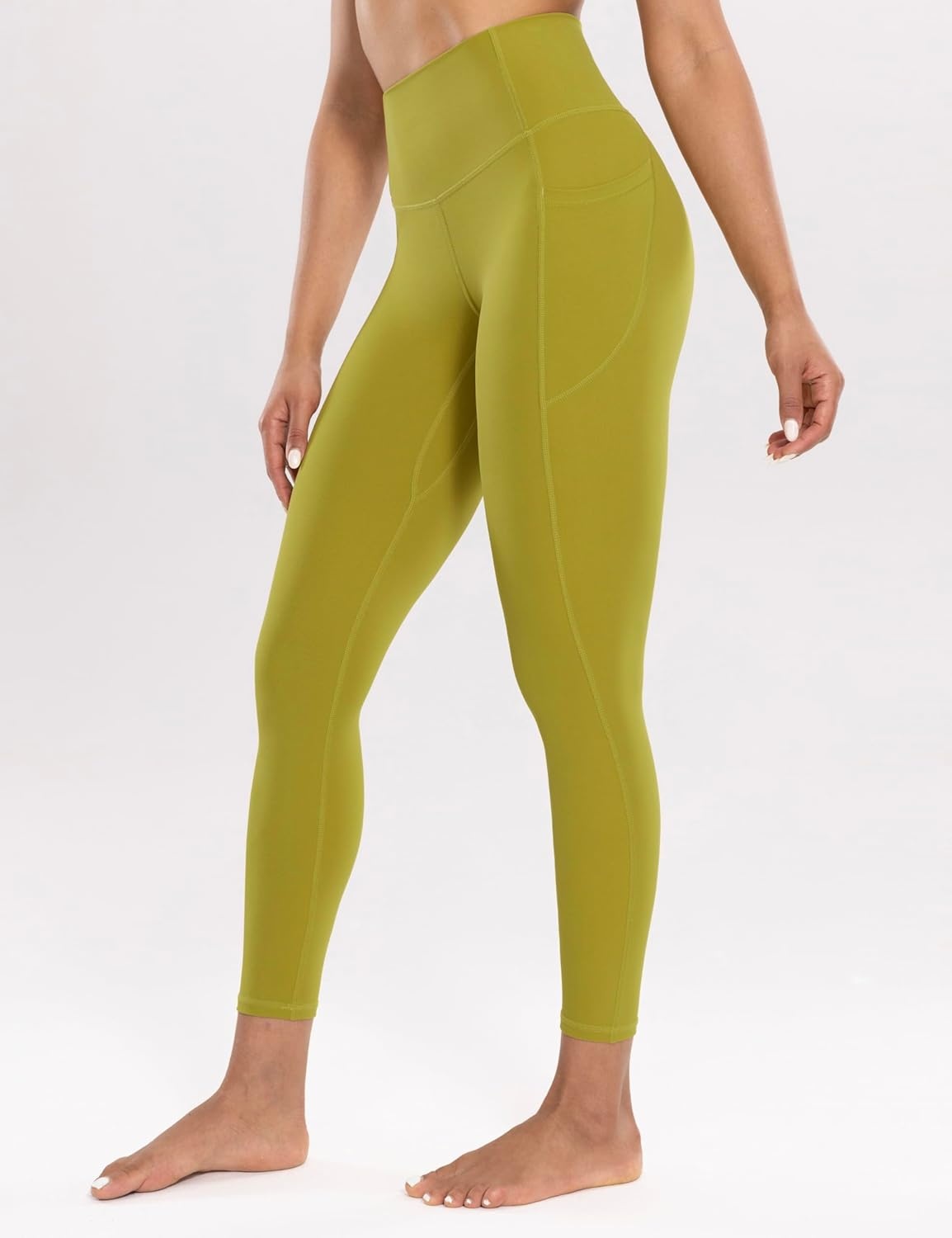 image:imageENERBLOOM Workout Leggings with Pockets for Women High Waist Yoga Pants 2528 Cream Soft Lightweight Athletic Gym TightsGinger Yellow