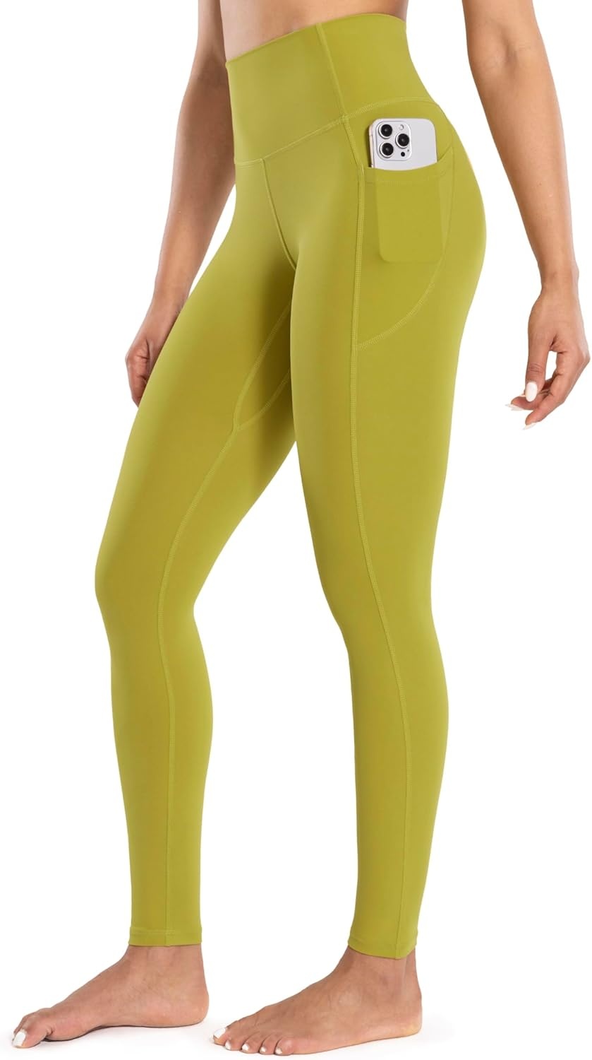image:imageENERBLOOM Workout Leggings with Pockets for Women High Waist Yoga Pants 2528 Cream Soft Lightweight Athletic Gym TightsGinger Yellow
