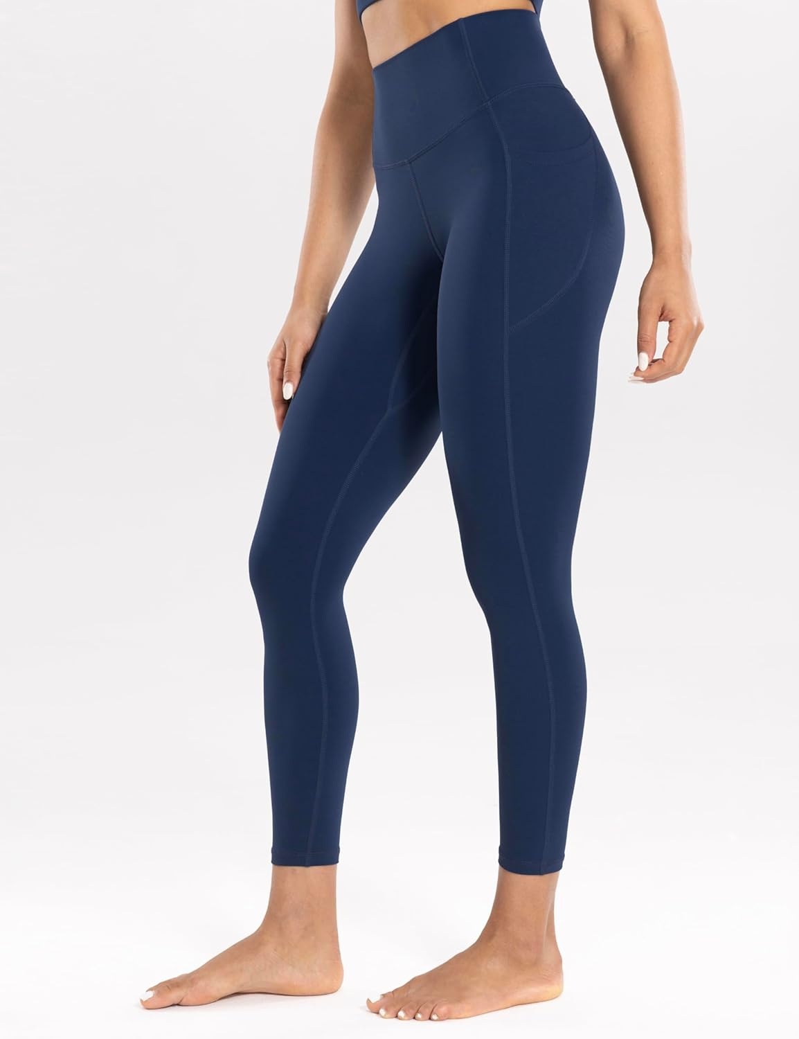 image:imageENERBLOOM Workout Leggings with Pockets for Women High Waist Yoga Pants 2528 Cream Soft Lightweight Athletic Gym TightsNavy Blue