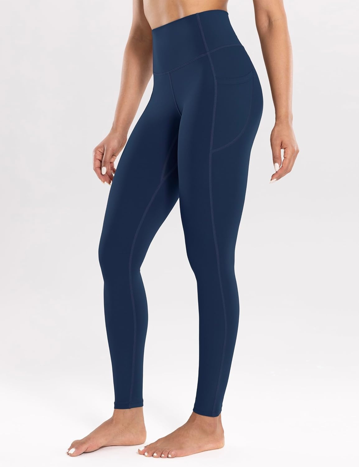 image:imageENERBLOOM Workout Leggings with Pockets for Women High Waist Yoga Pants 2528 Cream Soft Lightweight Athletic Gym TightsNavy Blue