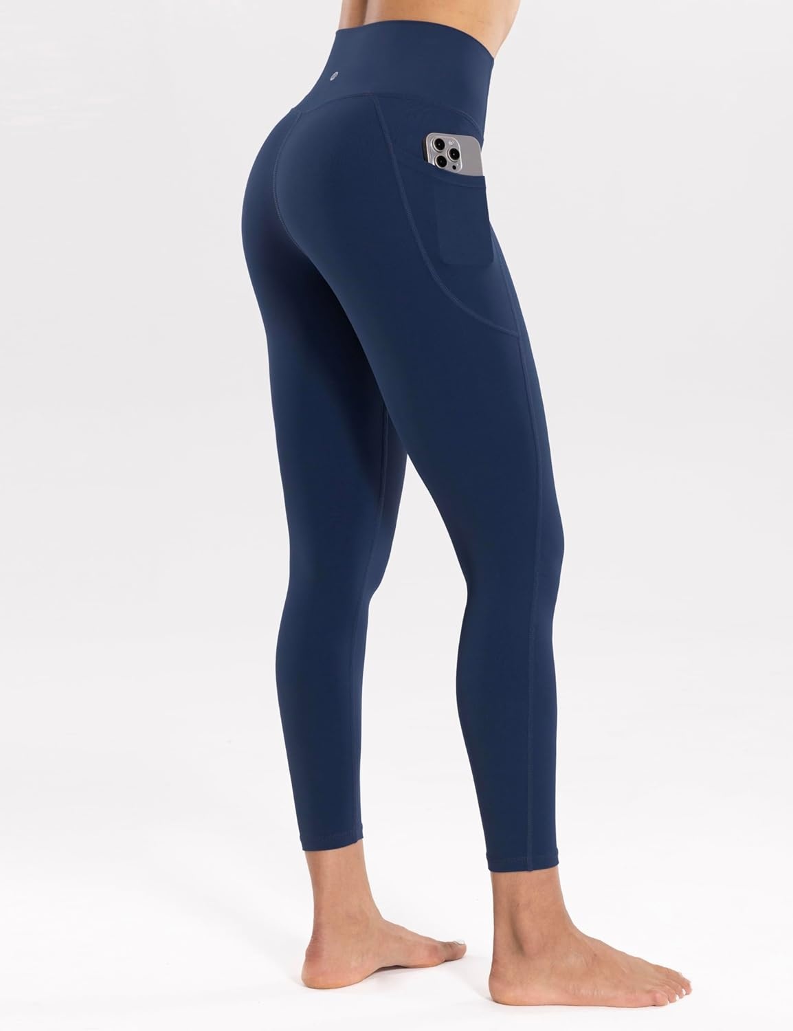 image:imageENERBLOOM Workout Leggings with Pockets for Women High Waist Yoga Pants 2528 Cream Soft Lightweight Athletic Gym TightsNavy Blue