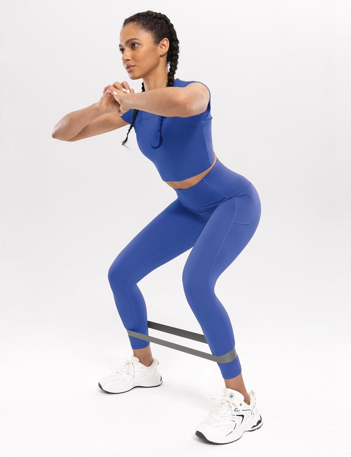 image:imageENERBLOOM Workout Leggings with Pockets for Women High Waist Yoga Pants 2528 Cream Soft Lightweight Athletic Gym TightsSparkling Blue