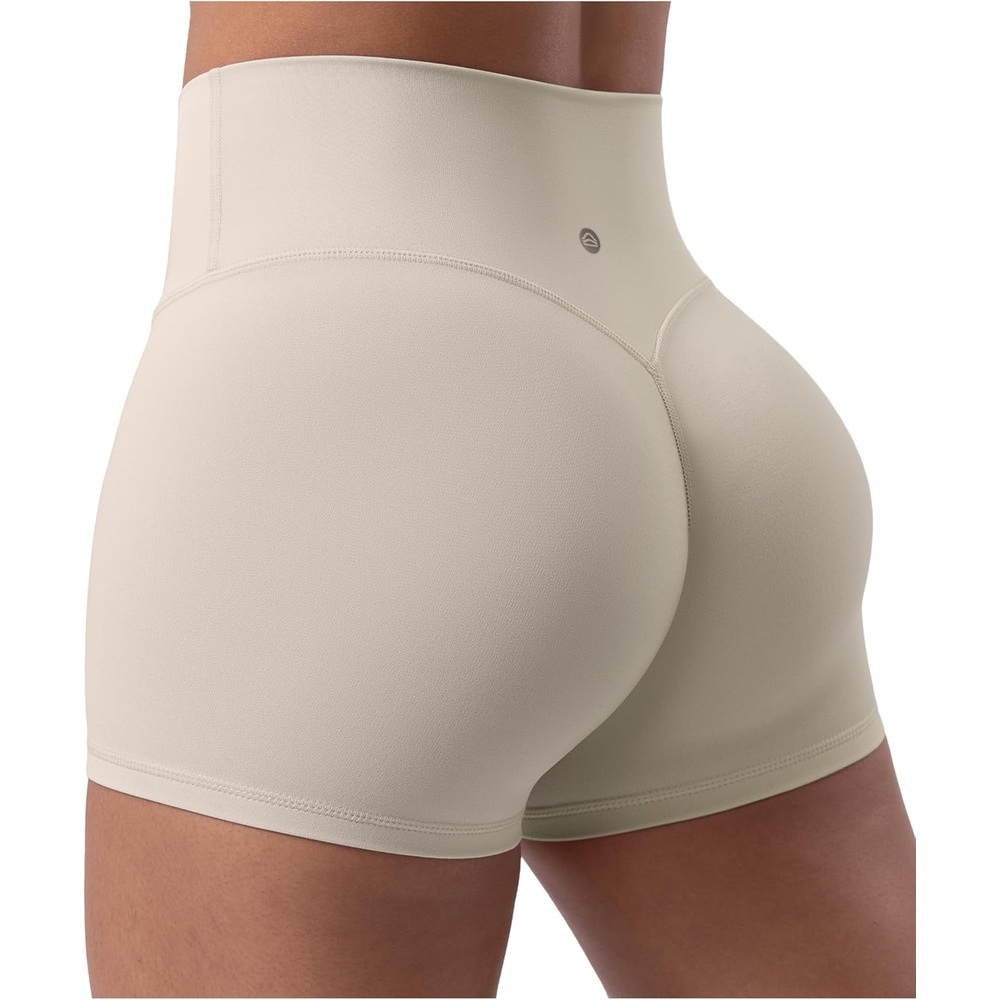 image:imageENERBLOOM Womens Biker Shorts Workout 25 4 6 High Waisted No Front Seam Yoga Hidden Scrunch Running Summer Gym ShortApricotkhaki