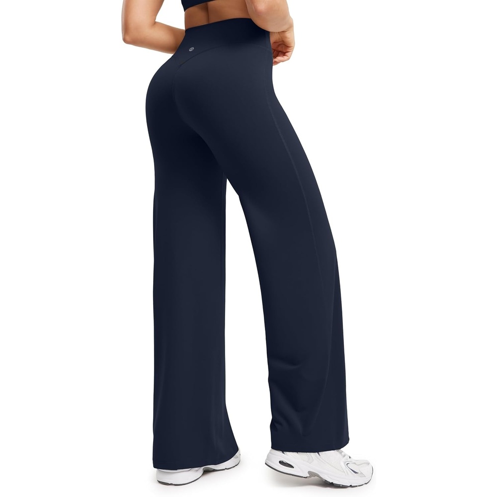 image:imageENERBLOOM Womens Straight Workout Leggings Wide Leg Yoga Pants 29 3133 High Waist Stretch Bottoms Casual SweatpantsDark Navy