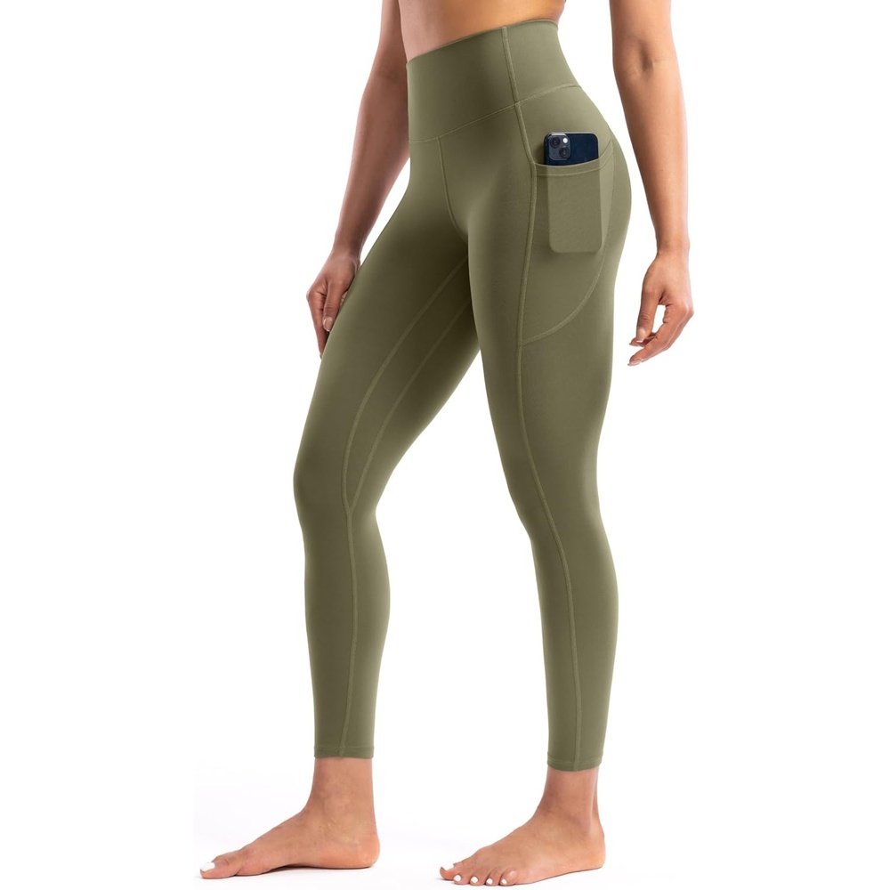 image:imageENERBLOOM Womens Workout Leggings with Pockets Yoga Pants 2528 High Waisted Athletic Tights Soft Gym Lounge ActivewearOlive Green