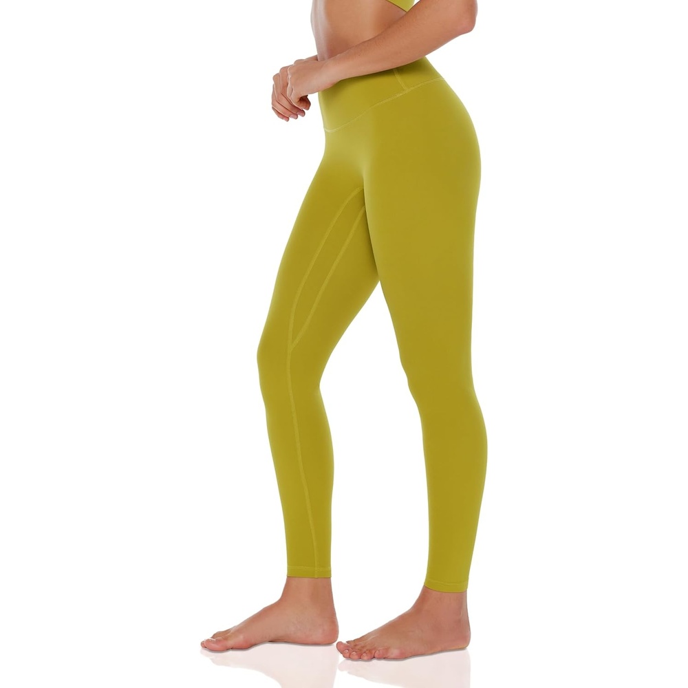 image:imageENERBLOOM Womens Yoga Leggings Workout Tights Pants 2528 High Waisted No Front Seam Tummy Control Cream FeelingGinger Yellow 28