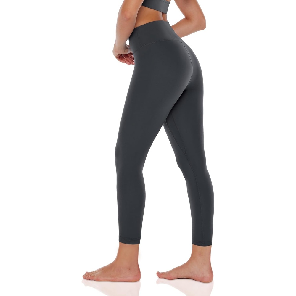 image:imageENERBLOOM Womens Yoga Leggings Workout Tights Pants 2528 High Waisted No Front Seam Tummy Control Cream FeelingLight Grey 25