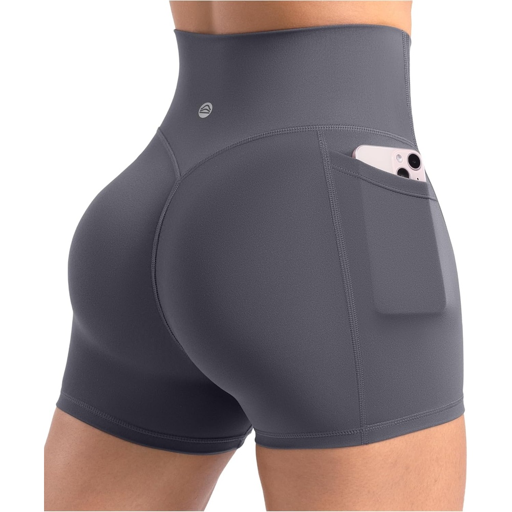 image:imageENERBLOOM Workout Biker Shorts Womens with Pockets High Waist Yoga 2546810 Gym Running Volleyball Athletic ShortsMedium Gray