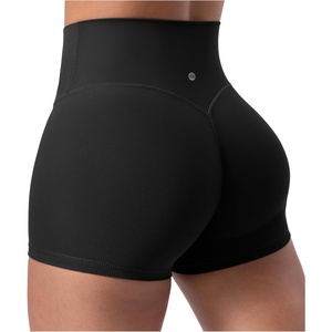 image:imageENERBLOOM Womens Biker Shorts Workout 25 4  6 High Waisted No Front Seam Yoga Hidden Scrunch Running Summer Gym ShortBlack