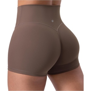 image:imageENERBLOOM Womens Biker Shorts Workout 25 4  6 High Waisted No Front Seam Yoga Hidden Scrunch Running Summer Gym ShortCoffee