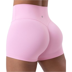 image:imageENERBLOOM Womens Biker Shorts Workout 25 4  6 High Waisted No Front Seam Yoga Hidden Scrunch Running Summer Gym ShortPastel Pink