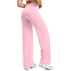 image:imageENERBLOOM Womens Straight Workout Leggings Wide Leg Yoga Pants 29 3133 High Waist Stretch Bottoms Casual SweatpantsPastel Pink