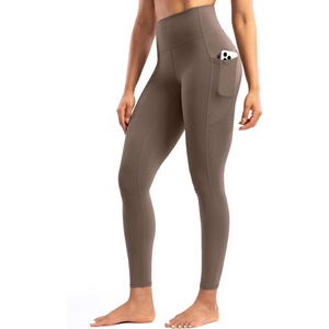 image:imageENERBLOOM Womens Workout Leggings with Pockets Yoga Pants 2528 High Waisted Athletic Tights Soft Gym Lounge ActivewearCoffee
