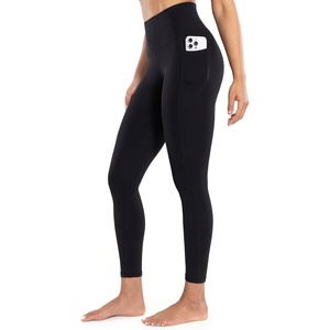 image:imageENERBLOOM Workout Leggings with Pockets for Women High Waist Yoga Pants 2528 Cream Soft Lightweight Athletic Gym TightsBlack