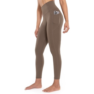 image:imageENERBLOOM Workout Leggings with Pockets for Women High Waist Yoga Pants 2528 Cream Soft Lightweight Athletic Gym TightsCoffee